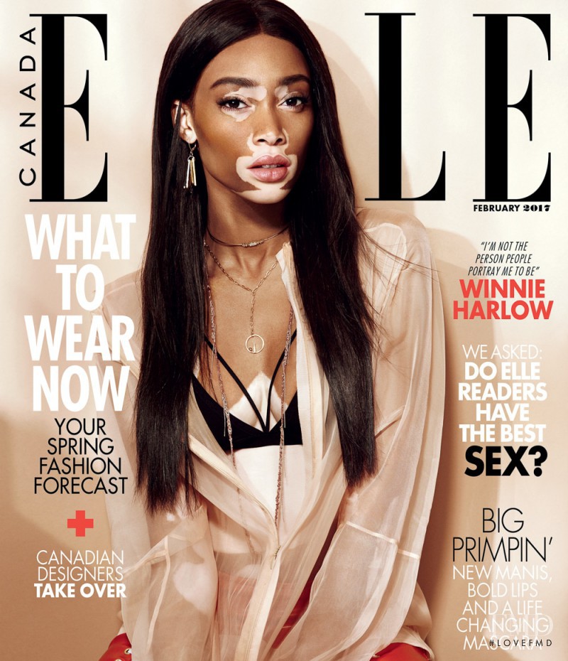 Winnie Chantelle Harlow featured on the Elle Canada cover from February 2017
