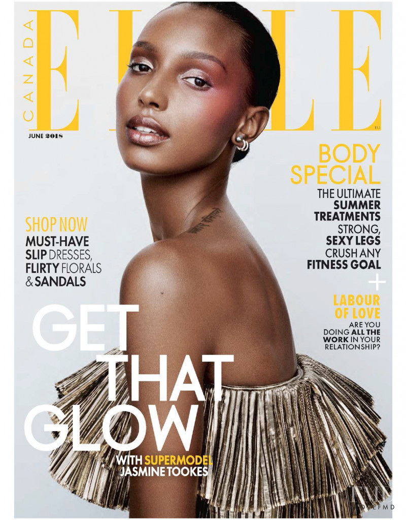 Jasmine Tookes featured on the Elle Canada cover from June 2018