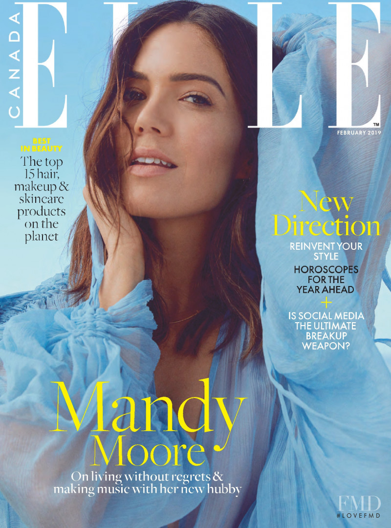 Mandy Moore featured on the Elle Canada cover from February 2019