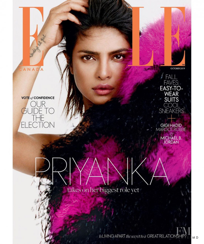 Priyanka Chopra featured on the Elle Canada cover from October 2019