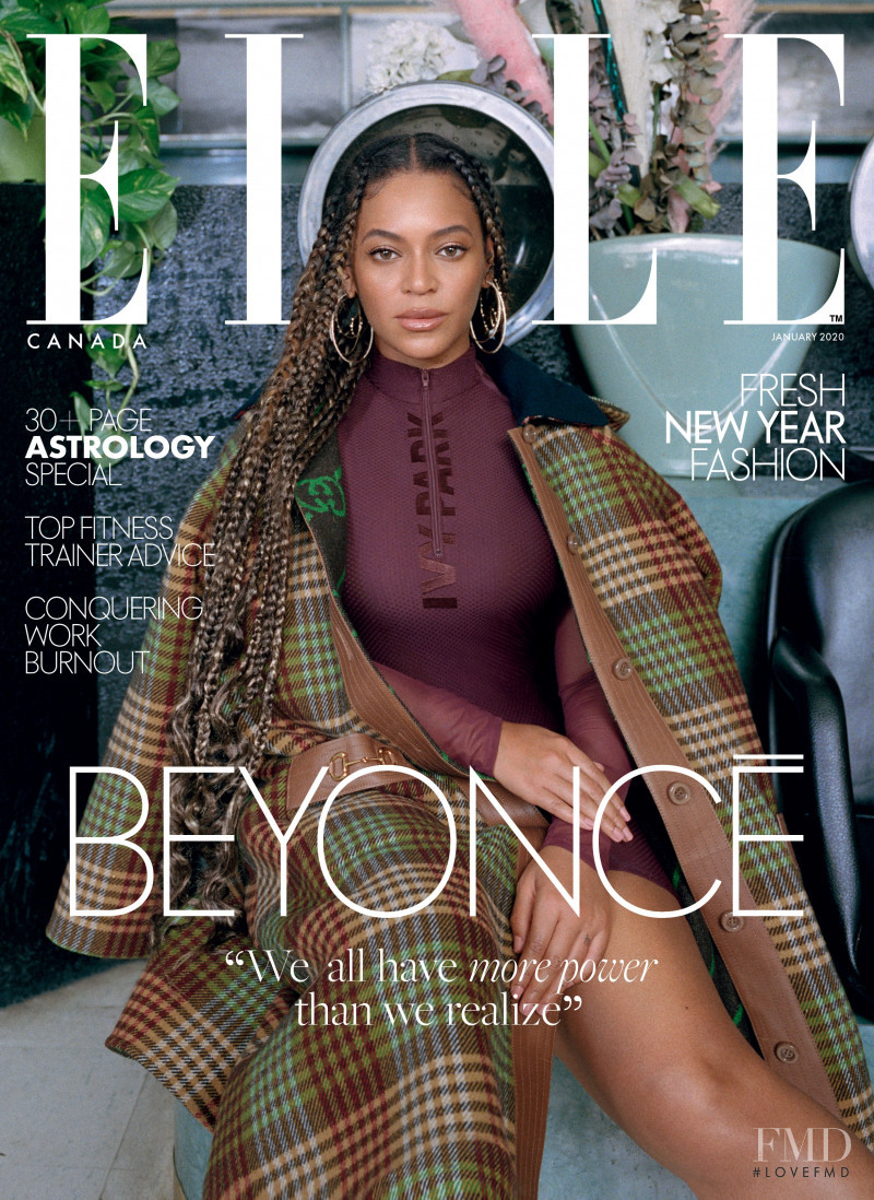 Beyonce featured on the Elle Canada cover from January 2020