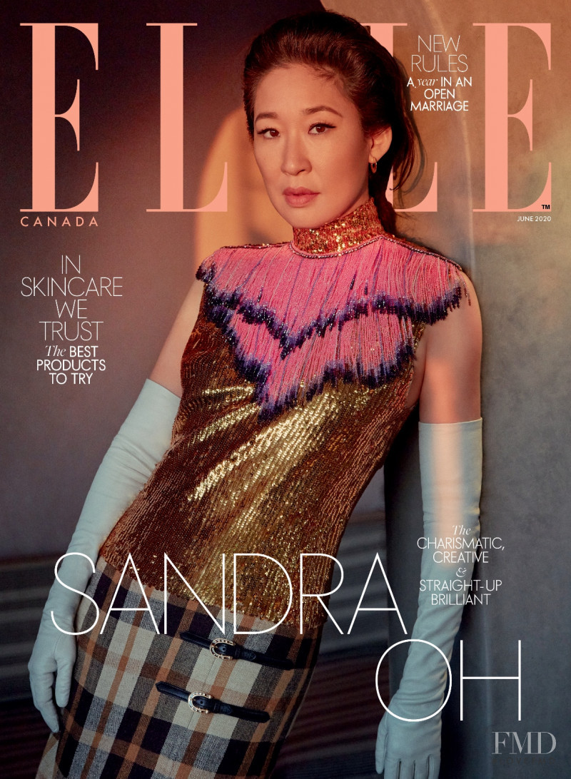Sandra Oh  featured on the Elle Canada cover from June 2020