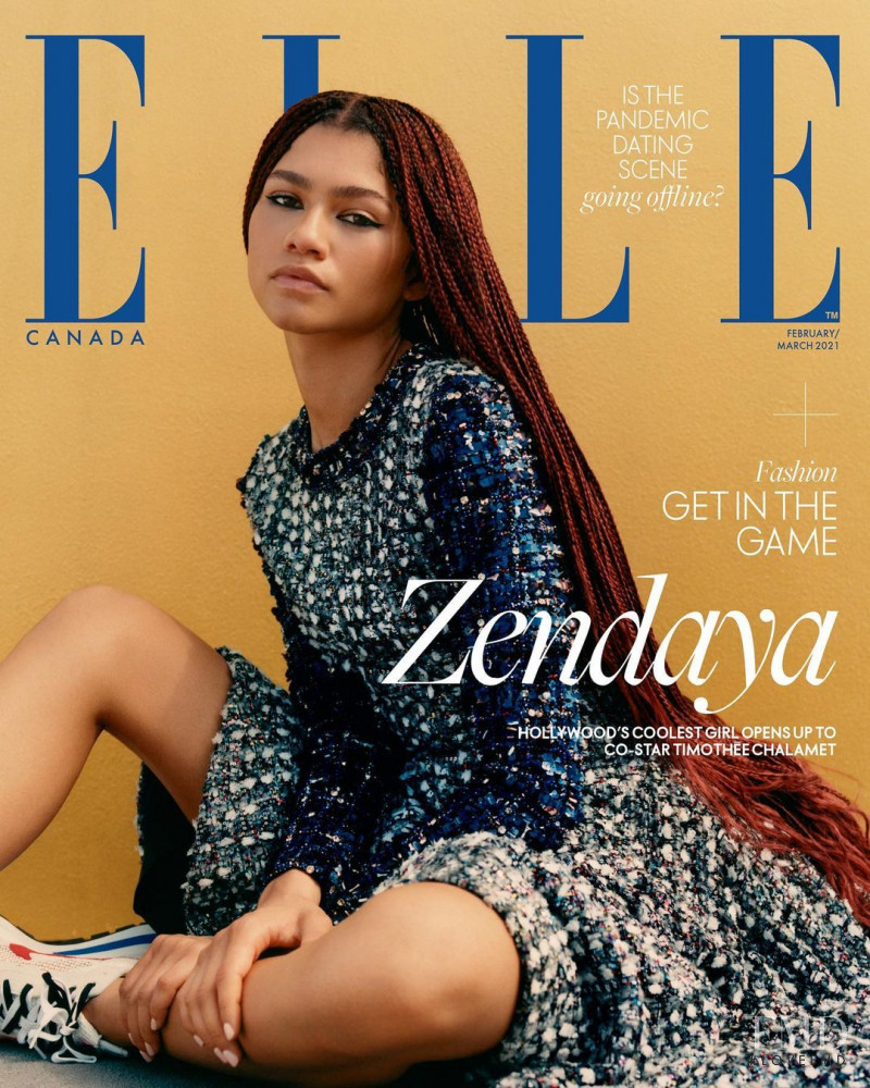 Zendaya featured on the Elle Canada cover from February 2021