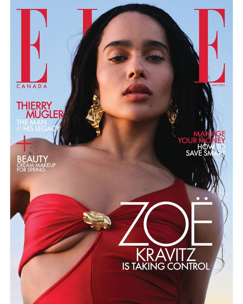 Zoe Kravitz featured on the Elle Canada cover from May 2022
