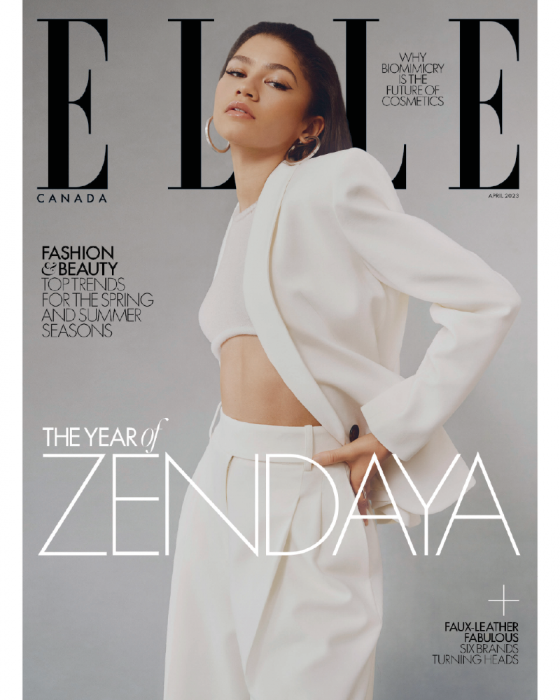 Zendaya featured on the Elle Canada cover from April 2023