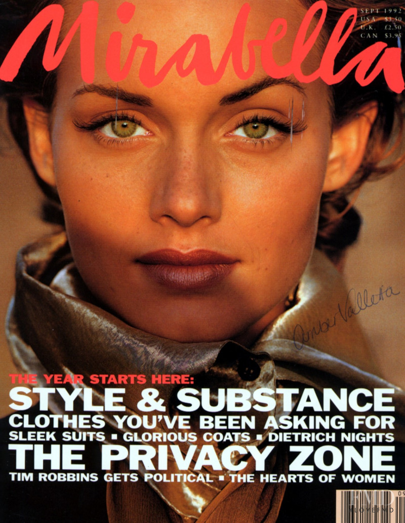 Amber Valletta featured on the Mirabella cover from September 1992