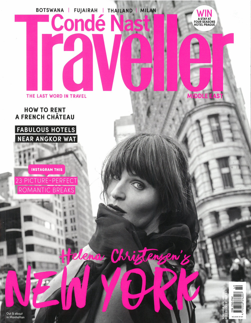 Helena Christensen featured on the Condé Nast Traveller Middle East cover from November 2018