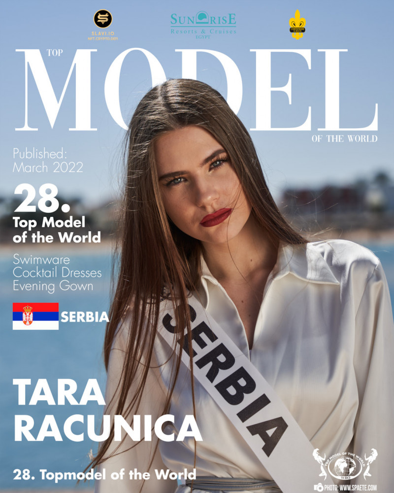 Tara Racunica featured on the Top Model Of The World cover from March 2022