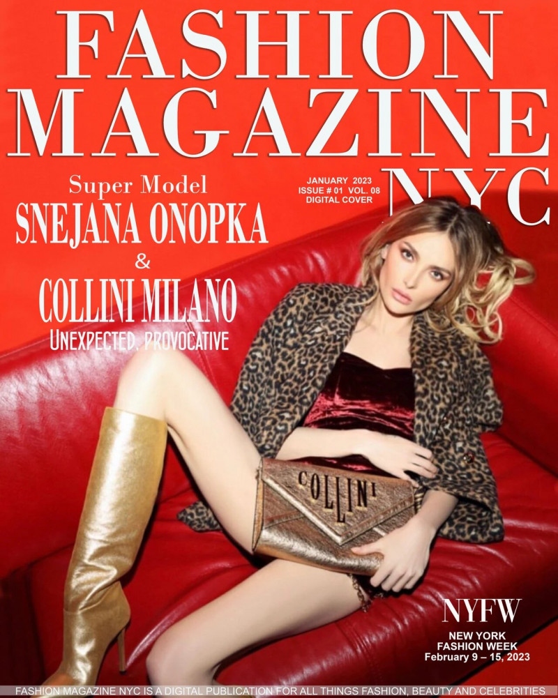 Snejana Onopka featured on the Fashion Magazine NYC cover from January 2023