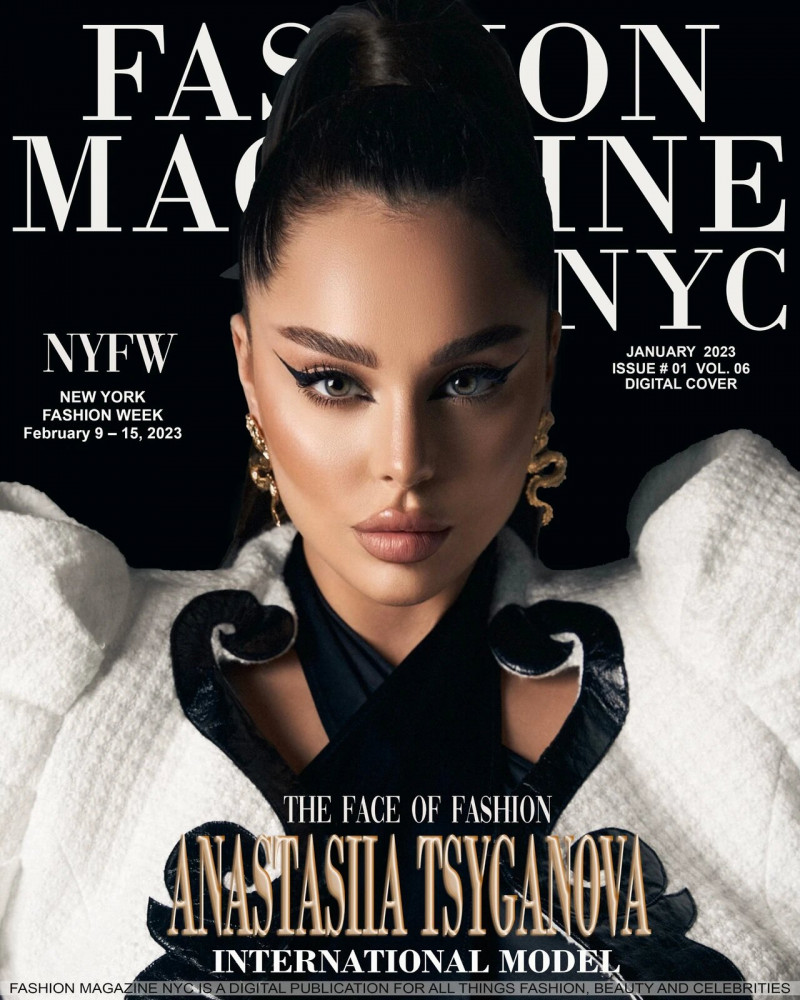 Anastasiia Tsyganova featured on the Fashion Magazine NYC cover from January 2023