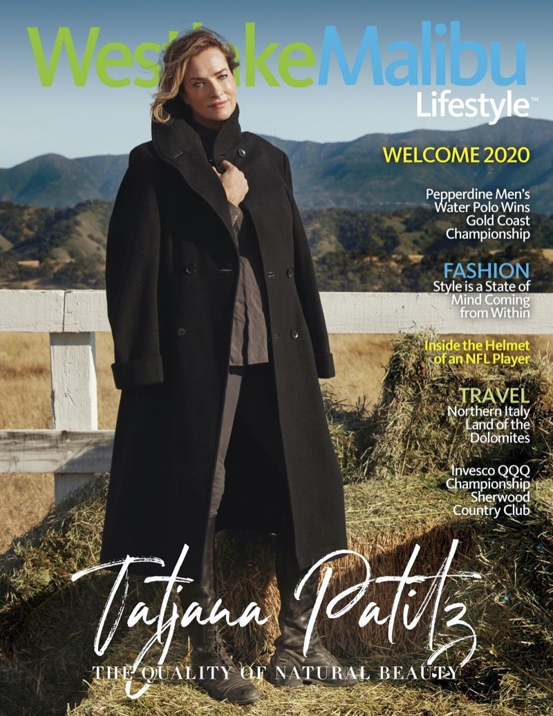 Tatjana Patitz featured on the Westlake Malibu Lifestyle cover from January 2020