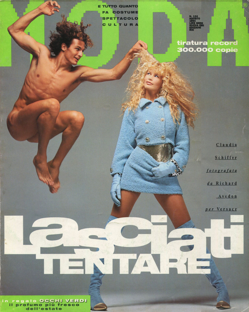 Claudia Schiffer featured on the Moda Italia cover from August 1994