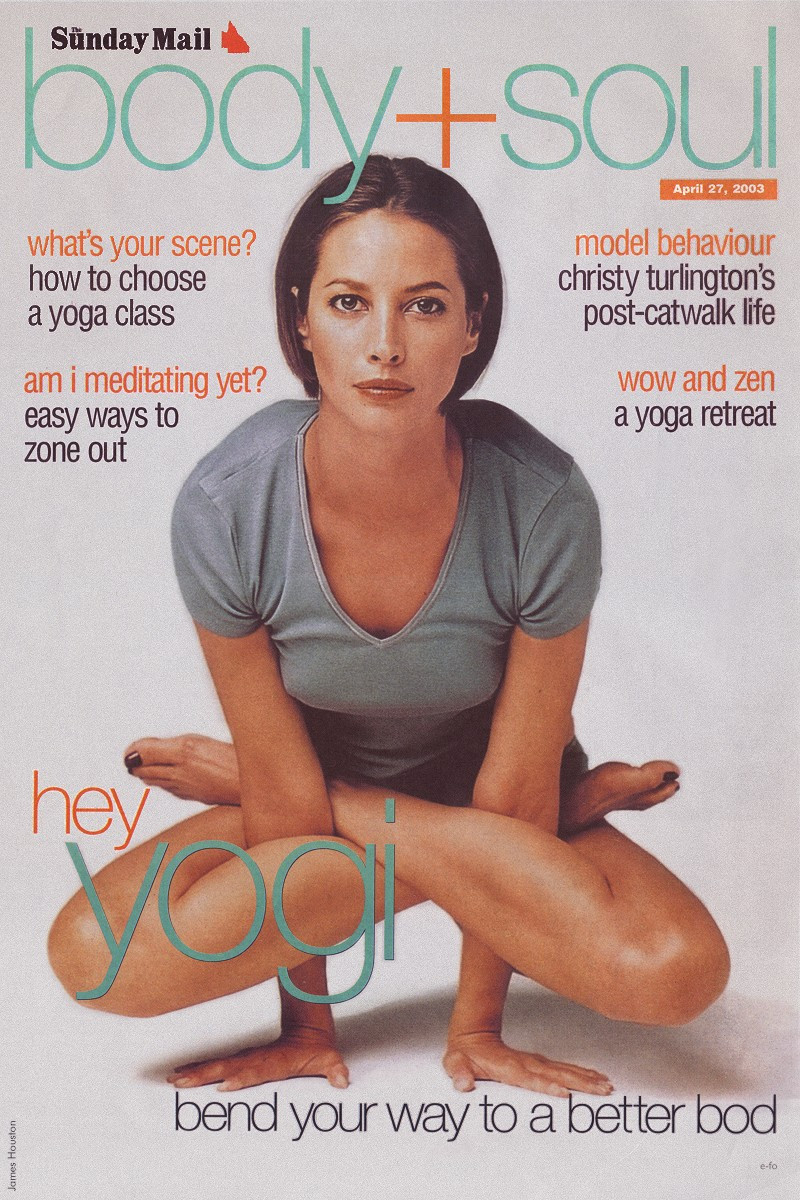 Christy Turlington featured on the Body + Soul cover from April 2003