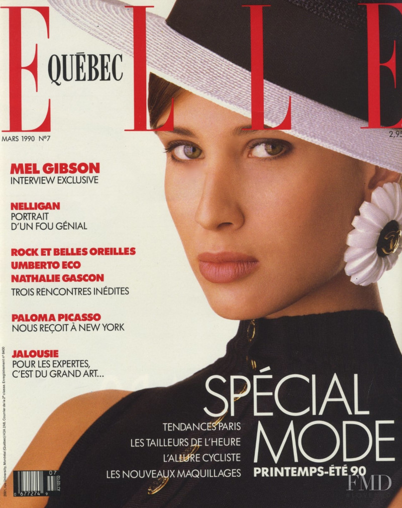 Alexandra Aubin featured on the Elle Quebec cover from March 1990