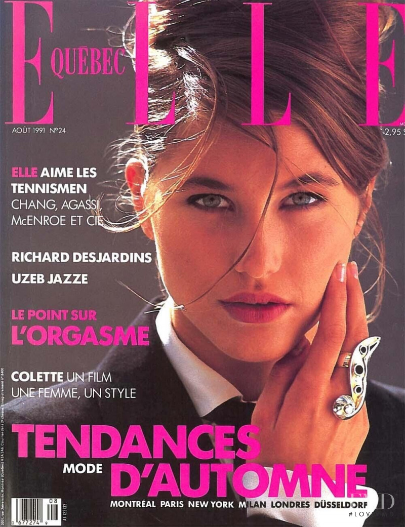 Ebba Elmer featured on the Elle Quebec cover from August 1991