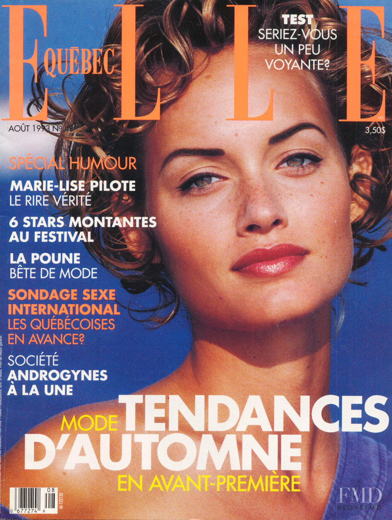 Amber Valletta featured on the Elle Quebec cover from August 1993