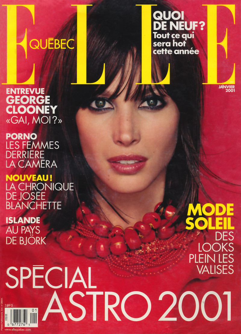 Christy Turlington featured on the Elle Quebec cover from January 2001