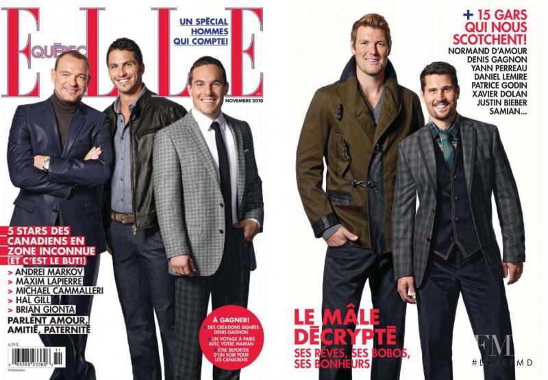 Andrei Markov, Maxim Lapierre, Michael Cammalleri, Hal Gill, Brian Gionta featured on the Elle Quebec cover from November 2010