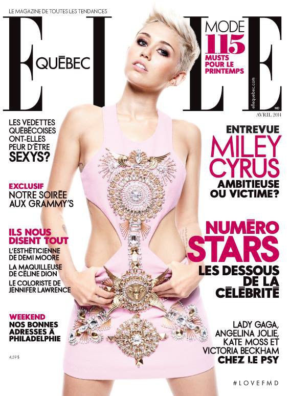Miley Cyrus featured on the Elle Quebec cover from April 2014