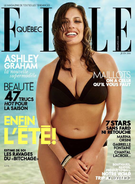 Ashley Graham featured on the Elle Quebec cover from June 2014