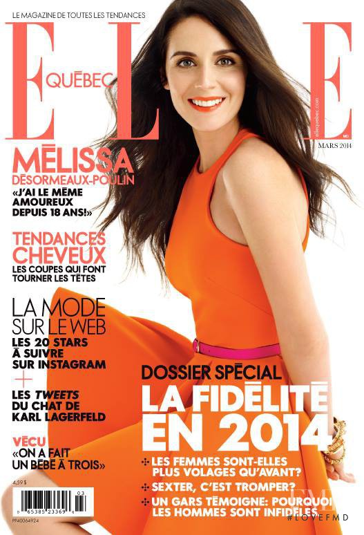 Mélissa Désormeaux-Poulin featured on the Elle Quebec cover from March 2014