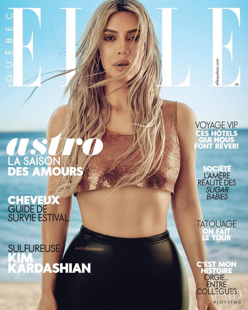 Kim Kardashian featured on the Elle Quebec cover from July 2018