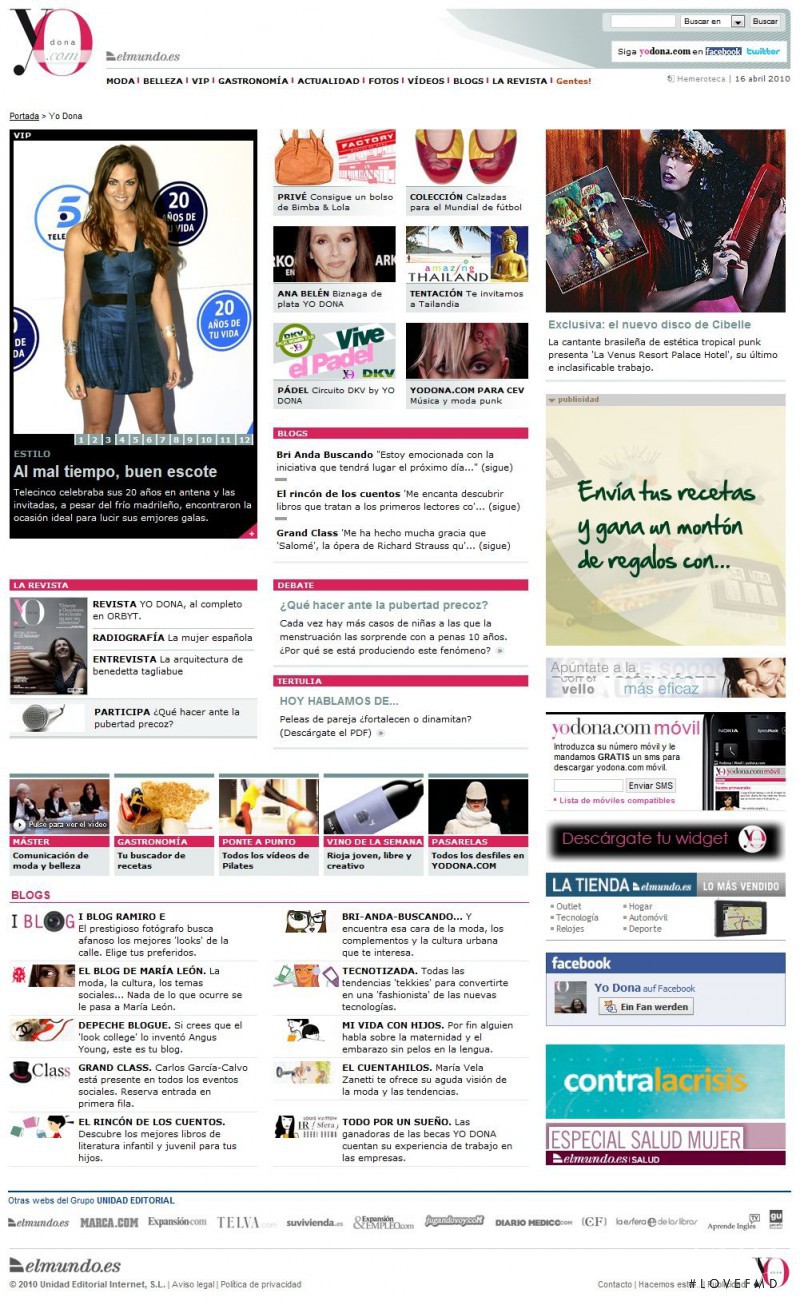  featured on the YoDona.com screen from April 2010