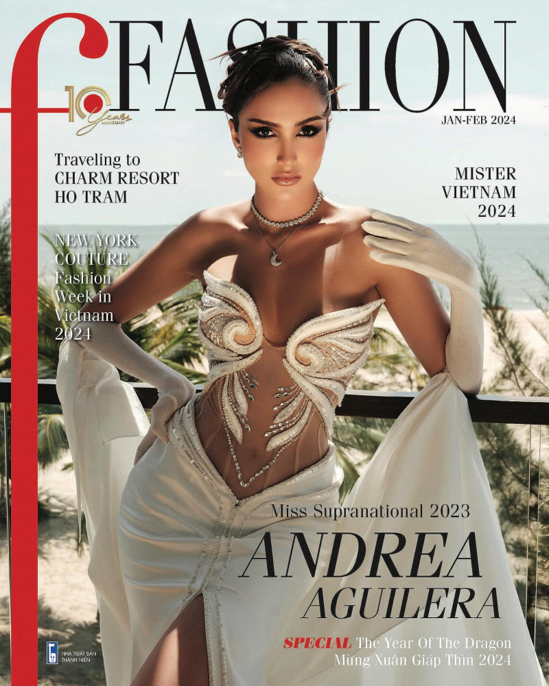 Andrea Aguilera featured on the F Fashion cover from January 2024