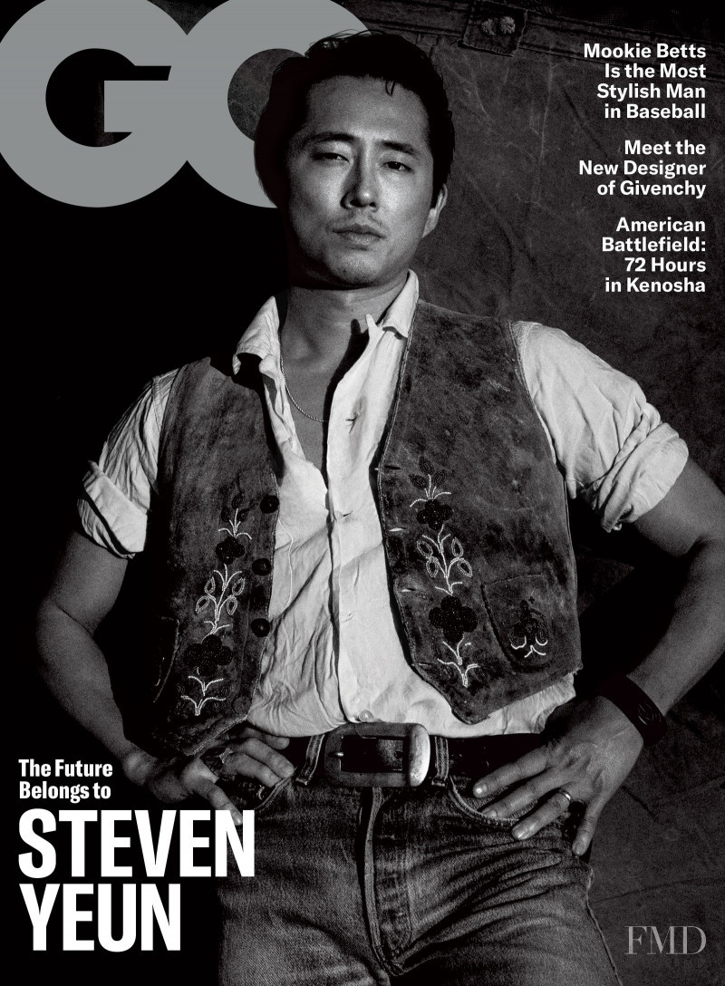 Steven Yeun featured on the GQ USA cover from April 2021