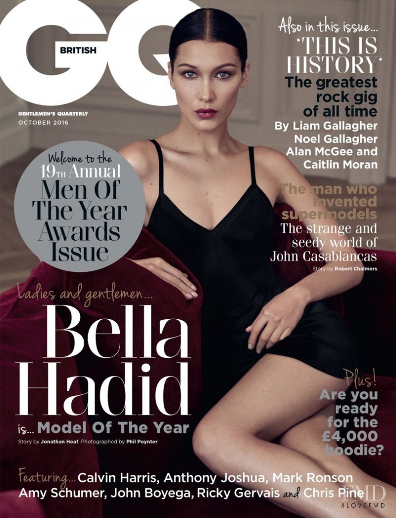 Bella Hadid featured on the GQ UK cover from October 2016