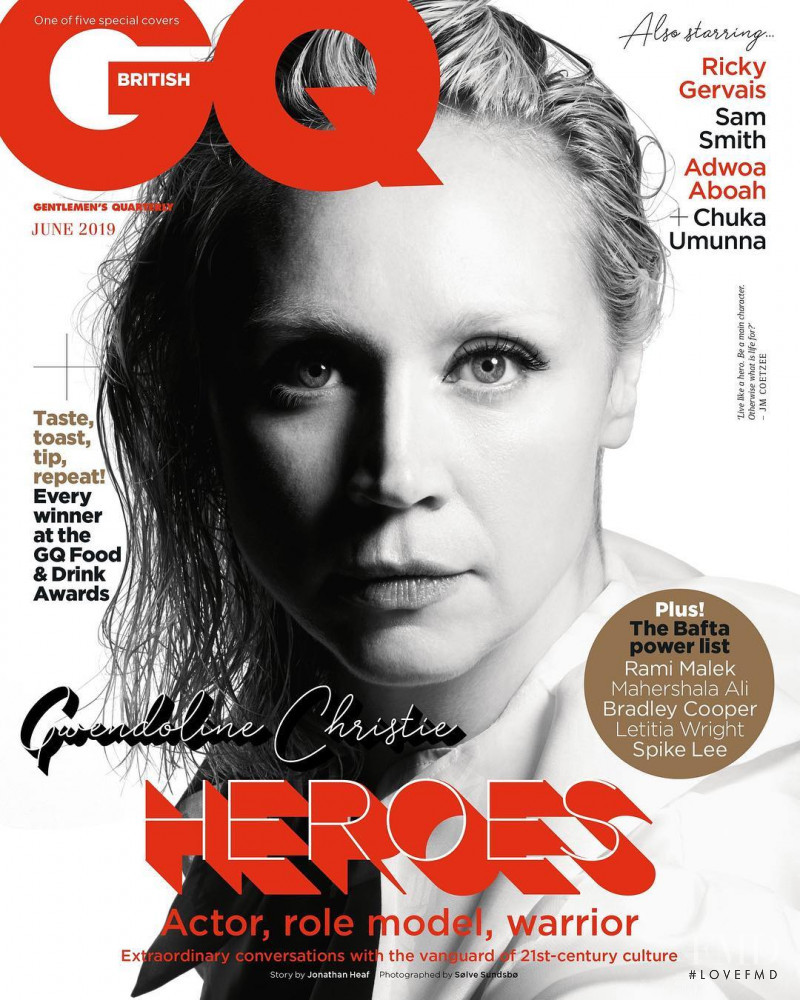 Gwendoline Christie featured on the GQ UK cover from June 2019