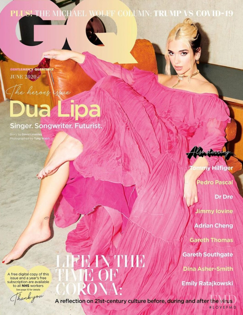 Dua Lipa featured on the GQ UK cover from June 2020