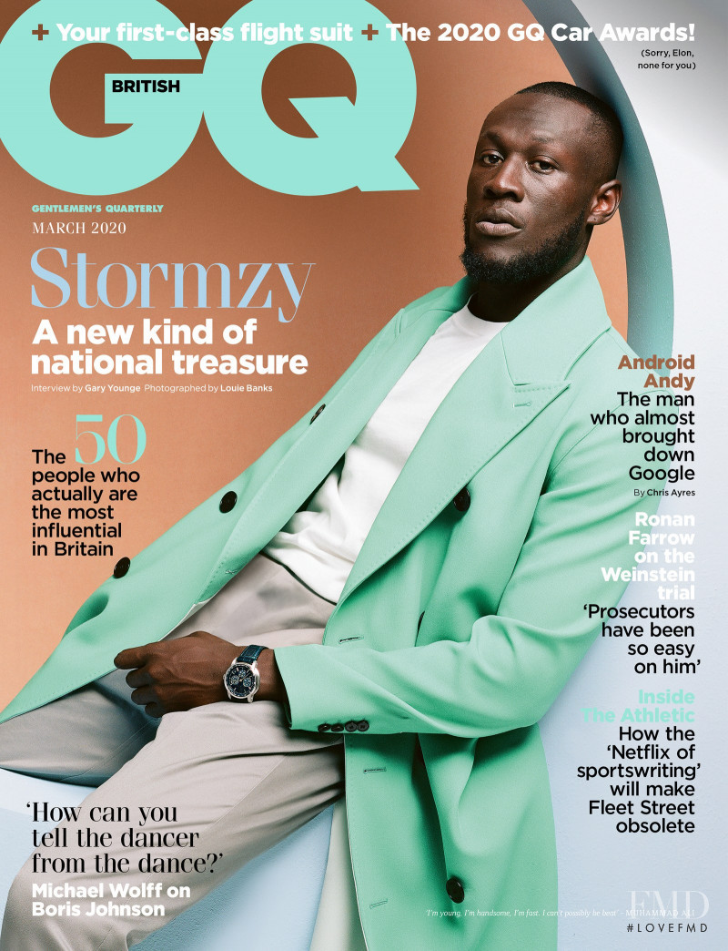 Stormzy featured on the GQ UK cover from March 2020