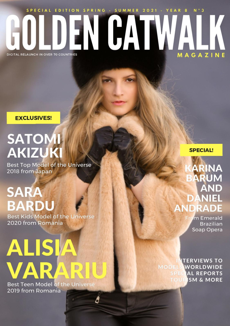 Alisia Varariu featured on the Golden Catwalk Magazine cover from March 2021