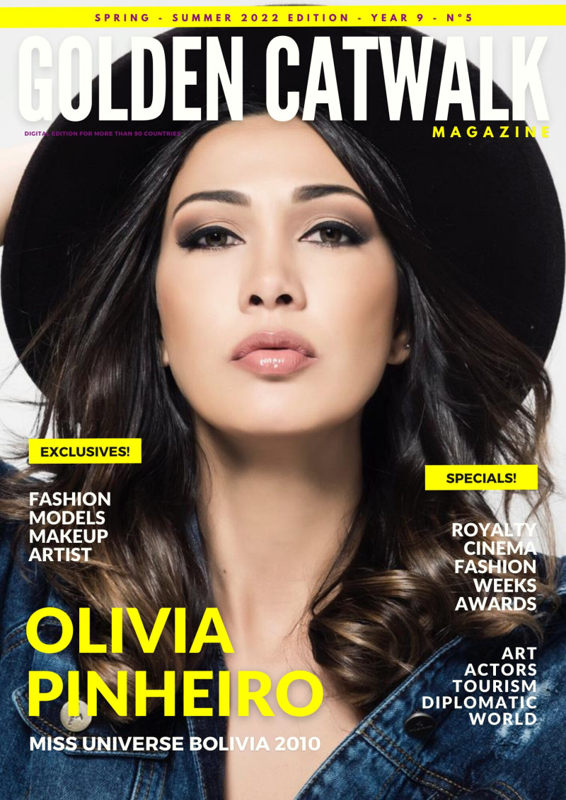 Olivia Pinheiro featured on the Golden Catwalk Magazine cover from March 2022