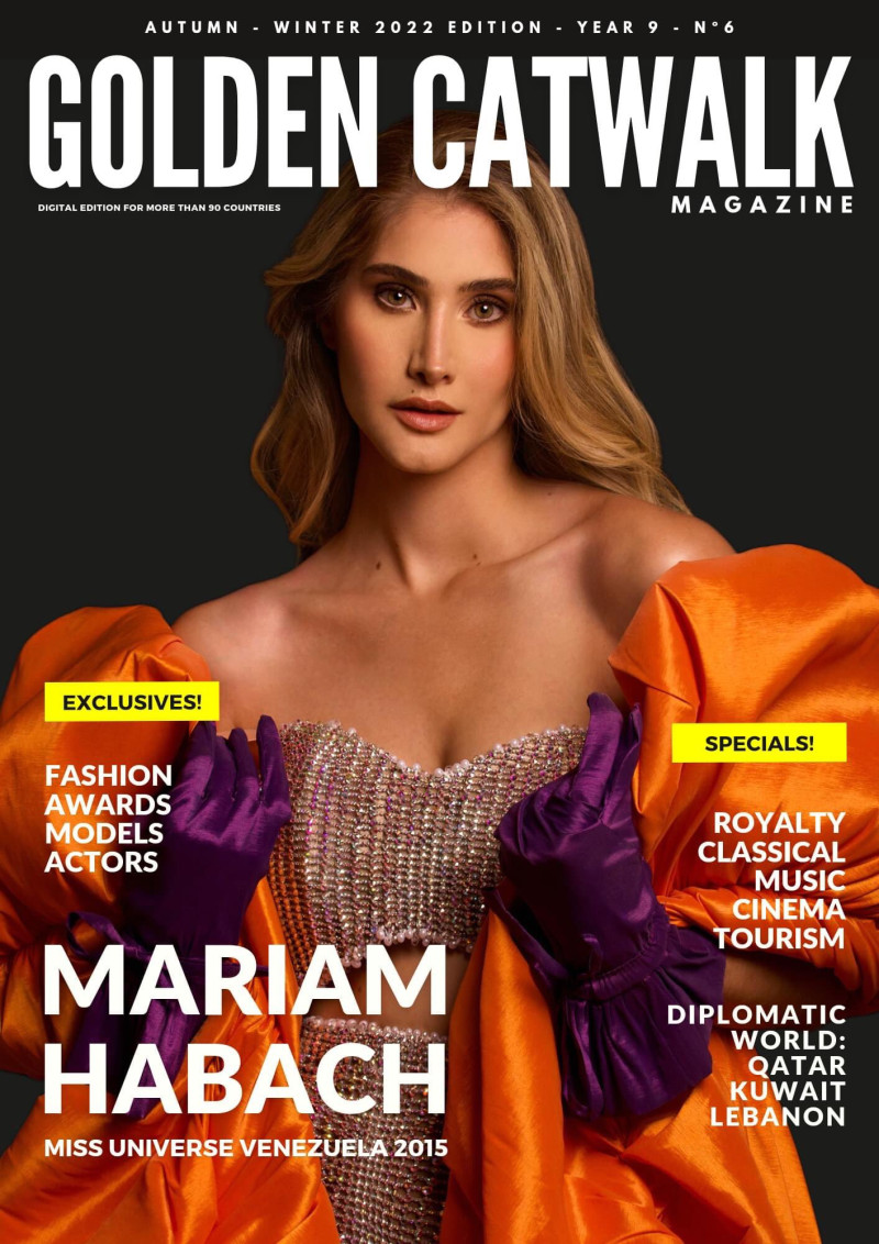 Mariam Habach featured on the Golden Catwalk Magazine cover from September 2022