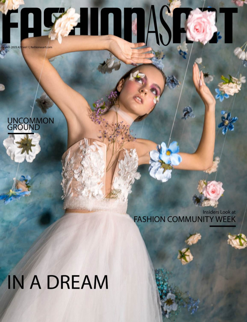 Polina Anokhina featured on the Fashion As Art cover from March 2023