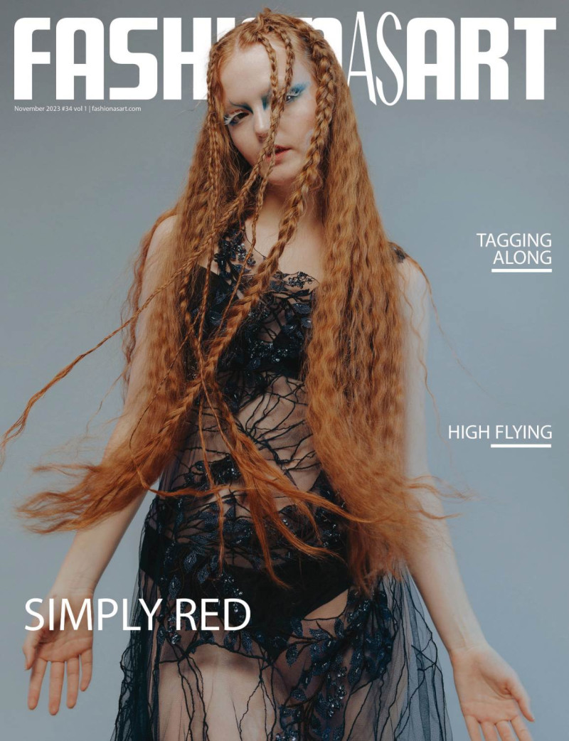 Polina Barachevskaya featured on the Fashion As Art cover from November 2023