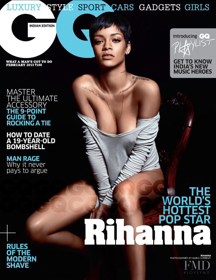 Rihanna featured on the GQ India cover from February 2013