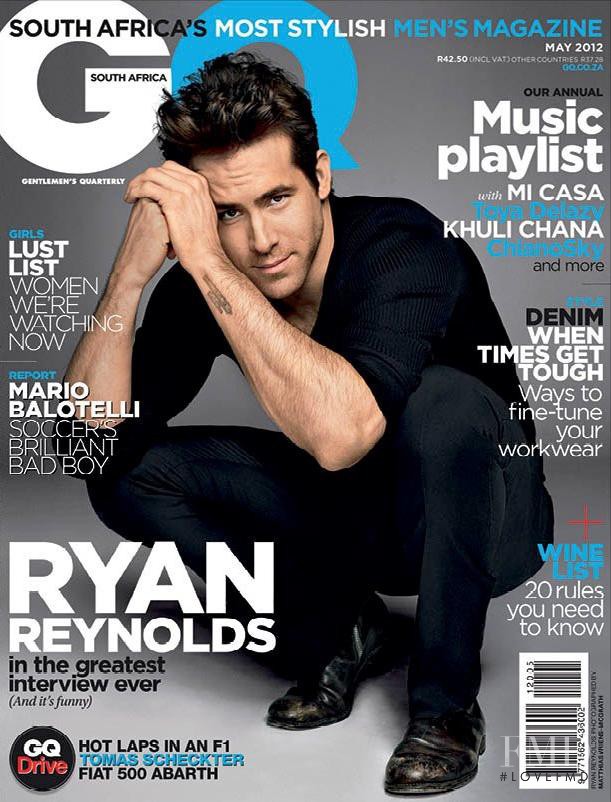 Ryan Reynolds featured on the GQ South Africa cover from May 2012
