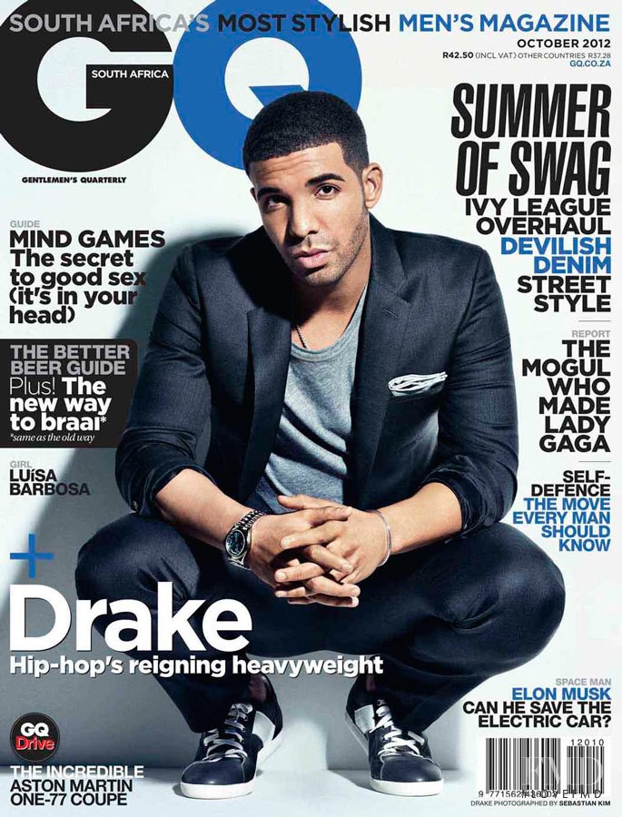 Drake featured on the GQ South Africa cover from October 2012