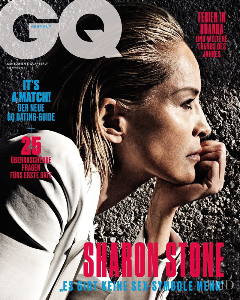 Sharon Stone featured on the GQ Germany cover from February 2020