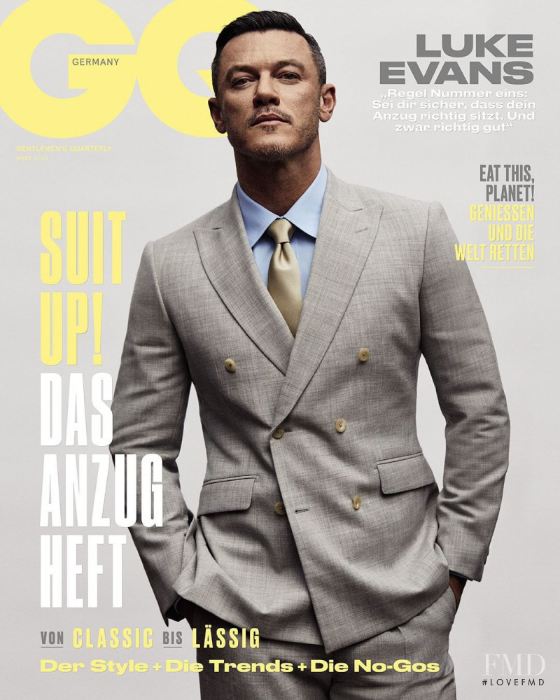 Luke Evans featured on the GQ Germany cover from March 2020