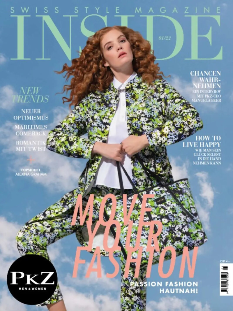 Alexina Graham featured on the INSIDE Swiss Style Magazine cover from March 2022