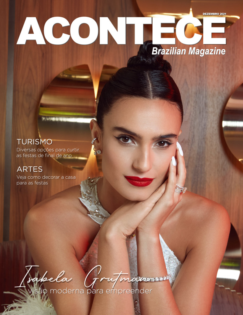Isabela Rangel featured on the ACONTECE Brazilian Magazine cover from December 2021