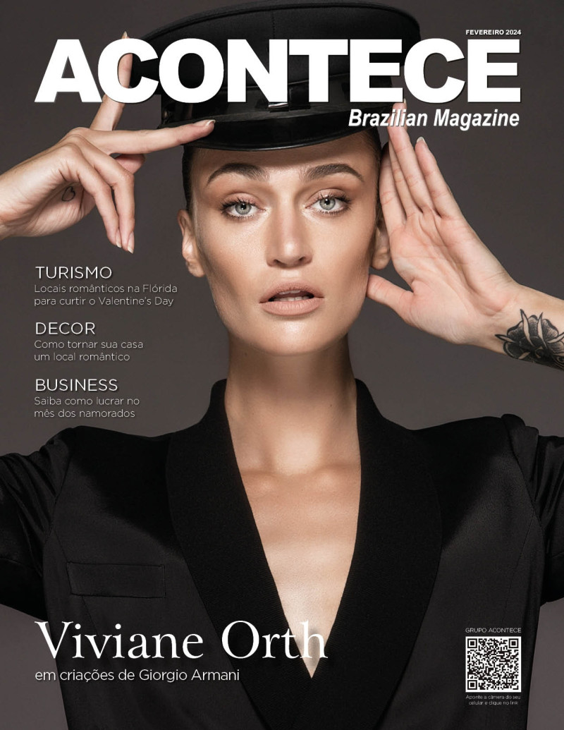 Viviane Orth featured on the ACONTECE Brazilian Magazine cover from February 2024