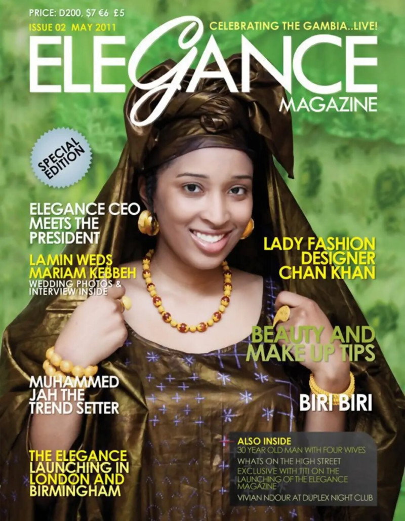  featured on the Elegance Magazine Gambia cover from May 2011