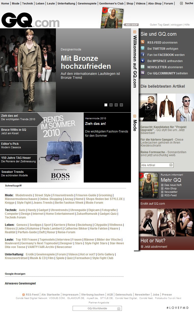  featured on the GQ.de screen from April 2010