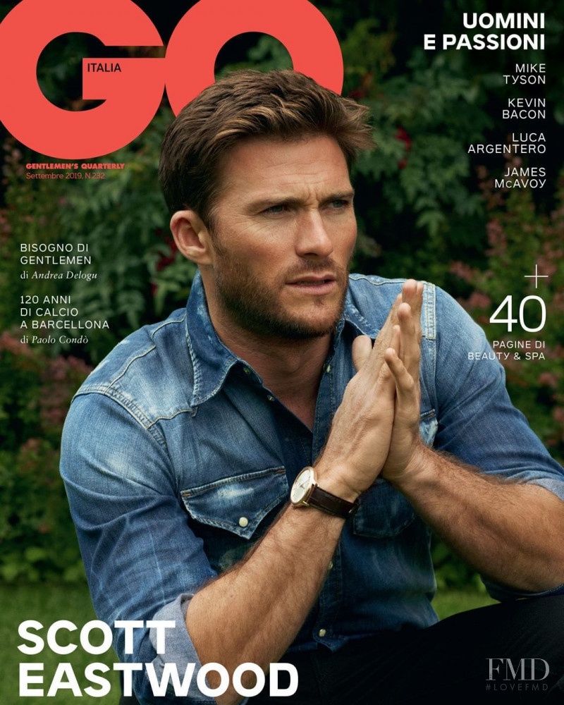 Scott Eastwood featured on the GQ Italy cover from September 2019