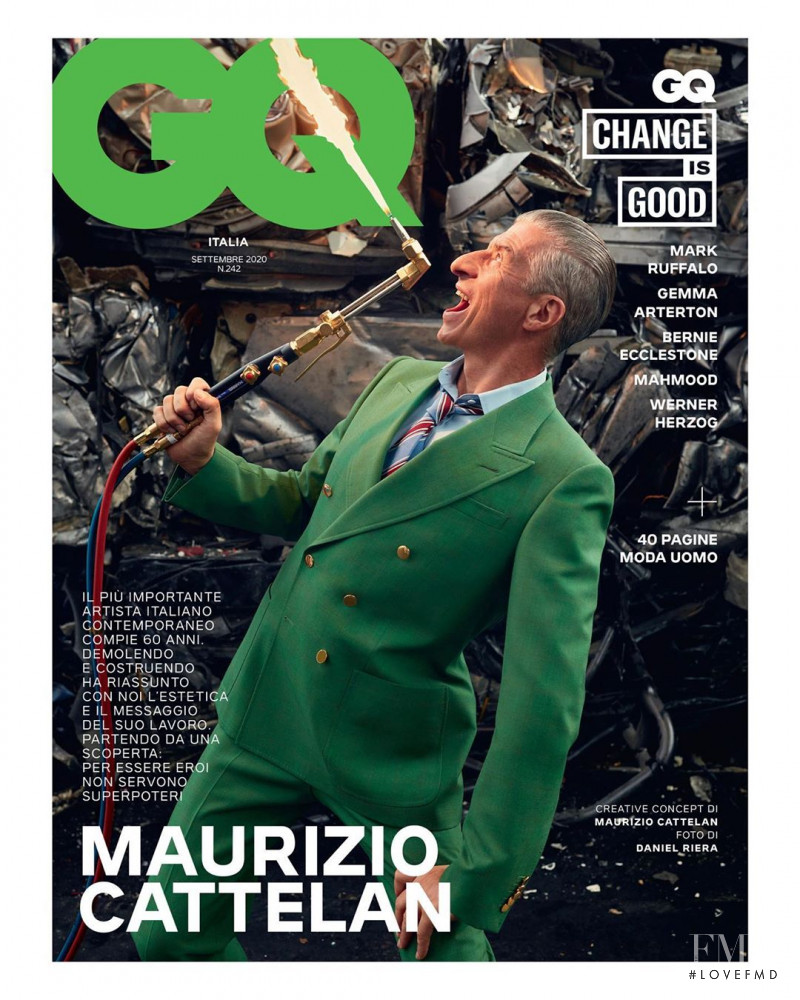 Maurizio Cattelan featured on the GQ Italy cover from September 2020